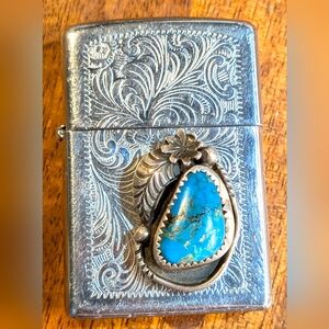 Custom Native Sterling & Turquoise Zippo